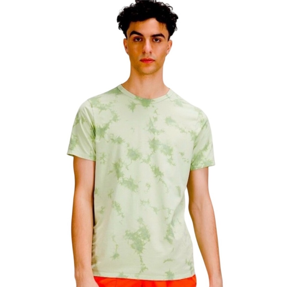 Lululemon Fundamental T-Shirt Mens Green Tie Dye Marble Short Sleeve Crewneck